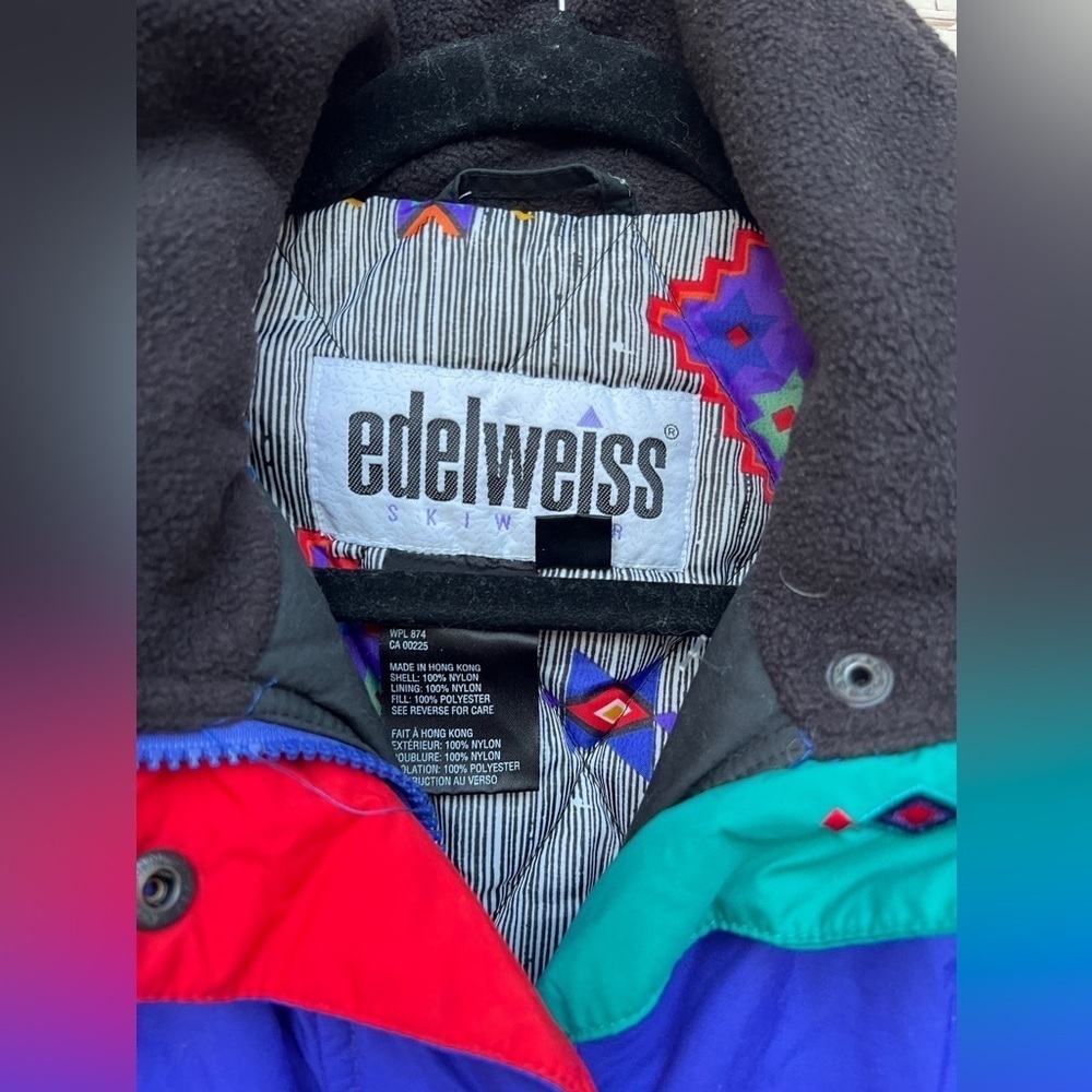 Vintage 80s 1980s Edelweiss Colorblock Ski Winter Snow Parka Jacket Coat S - Picture 3 of 10